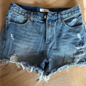 Chic Blue Distressed Denim Shorts